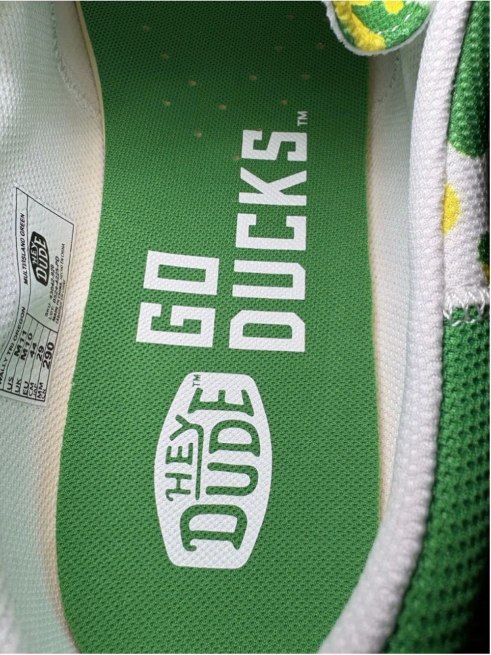 RARE Hey Dudes Casual Shoe Loafer Oregon Ducks NCAA Men's Size 11 White Camo